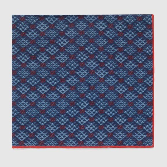 Gucci Other - Gucci GG Diamond Pocket Square with Red in Blue New!